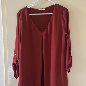 Cute Rust Colored Fall Long Sleeve Dress XL